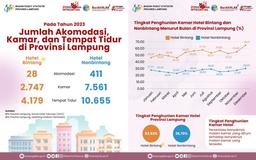 Number of Accommodation, Rooms and Beds in Lampung Province 2023
